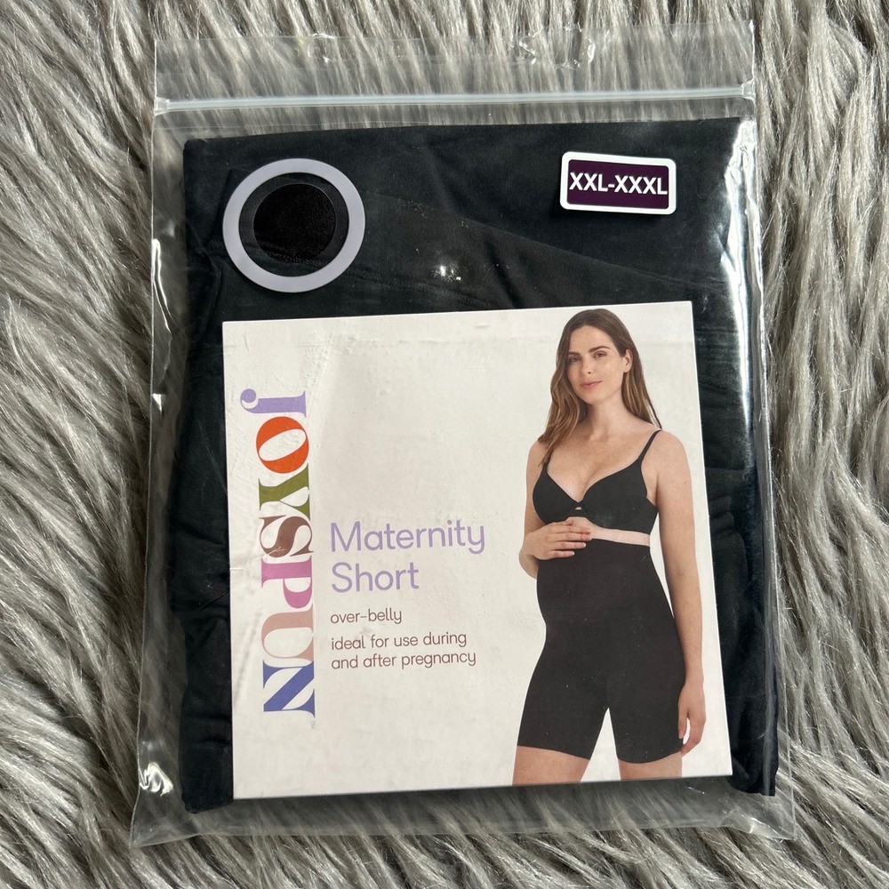 Joyspun‎ Maternity Over Belly Short Womens Size XXL-XXXL Black Stretchy Soft